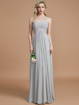Gorgeous Sweetheart Sleeveless Ruched Chiffon Bridesmaid Dresses-Ballbella