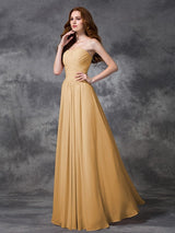 Gorgeous Sweetheart Sleeveless Ruched Long Chiffon Bridesmaid Dresses-Ballbella