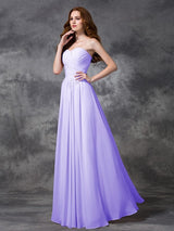 Gorgeous Sweetheart Sleeveless Ruched Long Chiffon Bridesmaid Dresses-Ballbella