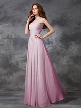 Gorgeous Sweetheart Sleeveless Ruched Long Chiffon Bridesmaid Dresses-Ballbella