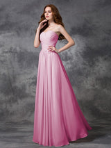 Gorgeous Sweetheart Sleeveless Ruched Long Chiffon Bridesmaid Dresses-Ballbella