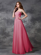 Gorgeous Sweetheart Sleeveless Ruched Long Chiffon Bridesmaid Dresses-Ballbella