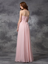 Gorgeous Sweetheart Sleeveless Ruched Long Chiffon Bridesmaid Dresses-Ballbella