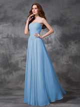 Gorgeous Sweetheart Sleeveless Ruched Long Chiffon Bridesmaid Dresses-Ballbella
