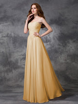 Gorgeous Sweetheart Sleeveless Ruched Long Chiffon Bridesmaid Dresses-Ballbella