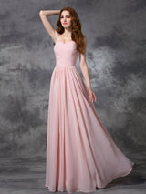 Gorgeous Sweetheart Sleeveless Ruched Long Chiffon Bridesmaid Dresses-Ballbella