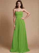Gorgeous Sweetheart Sleeveless Ruffles Chiffon Long Bridesmaid Dresses-Ballbella