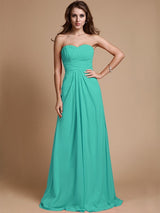 Gorgeous Sweetheart Sleeveless Ruffles Chiffon Long Bridesmaid Dresses-Ballbella