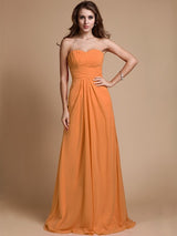 Gorgeous Sweetheart Sleeveless Ruffles Chiffon Long Bridesmaid Dresses-Ballbella