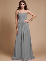 Gorgeous Sweetheart Sleeveless Ruffles Chiffon Long Bridesmaid Dresses-Ballbella