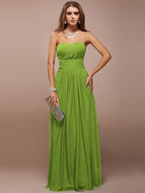 Gorgeous Sweetheart Sleeveless Ruffles Long Bridesmaid Dresses-Ballbella