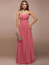 Gorgeous Sweetheart Sleeveless Ruffles Long Bridesmaid Dresses-Ballbella
