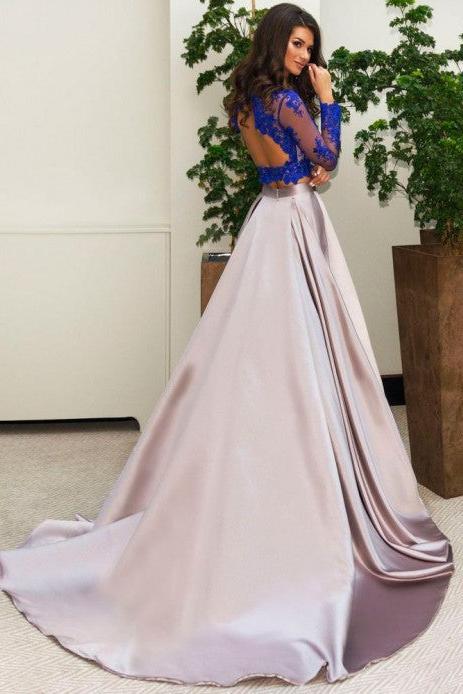 Gorgeous Two Piece Formal Dress Long Sleeves Lace Evening Dress Gorgeous Two Piece Formal Dress Long Sleeves Lace Evening Dress