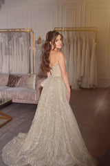 Gorgeous V-Neck Strapless Sleeveless Mermaid Prom Dress High Split With Ruffle Zipper-Ballbella