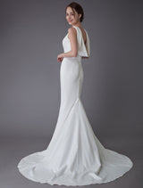 Gorgeous Wedding Dresses Ivory Sheath Simple Bridal Dress Cowl Back Beach Wedding Gowns With Train-Ballbella