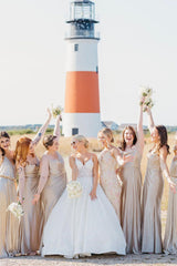 Gorgeous White Backless Wedding Dresses Lace Appliques V-Neck-Ballbella