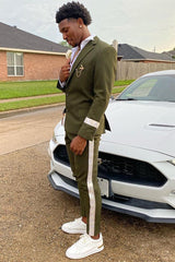 Grass Notched Lapel Two-Button Prom Suit-Ballbella