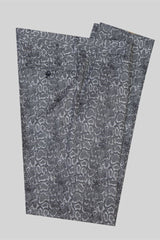 Gray Double Breasted Jacquard Wedding Men Suits with Black Lapel-Ballbella