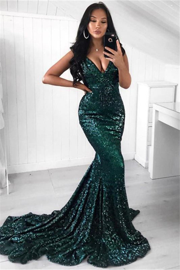 Green Sequins Prom Party Gowns| Mermaid Evening Party Dress Green Sequins Prom Party Gowns| Mermaid Evening Party Dress