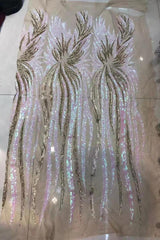 Illusion neck Long Sleeves Luxurious Fur Sequin Mermaid Prom Party Gowns-Ballbella