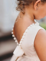 Ivory Jewel Neck Ankle-Length Butterfly Formal Kids Pageant flower girl dresses-Ballbella