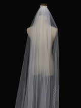 Ivory One-Tier Tulle Finished Edge Waterfall Long Wedding Veils-Ballbella