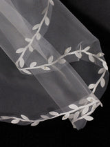 Ivory One-Tier Tulle Finished Edge Waterfall Long Wedding Veils-Ballbella