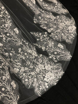 Ivory One-Tier Tulle Lace Applique Edge Waterfall Long Wedding Veil-Ballbella