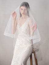 Ivory Tulle One Tier Middle-length Wedding Veil-Ballbella