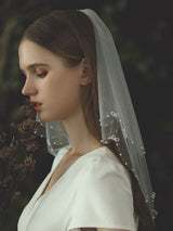 Ivory Two Tier Bows Tulle Finished Edge Drop Wedding Veils-Ballbella