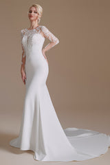 Jewel Lace Long Sleeves Mermaid Wedding Dress | Ballbella Design-Ballbella