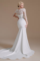 Jewel Lace Long Sleeves Mermaid Wedding Dress | Ballbella Design-Ballbella