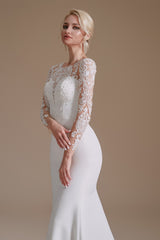 Jewel Lace Long Sleeves Mermaid Wedding Dress | Ballbella Design-Ballbella