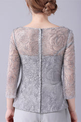 Jewel long sleeves lace boeknot mother's suit-Ballbella