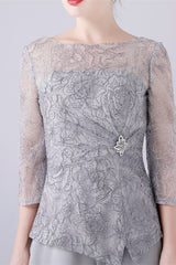 Jewel long sleeves lace boeknot mother's suit-Ballbella