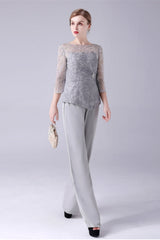 Jewel long sleeves lace boeknot mother's suit-Ballbella