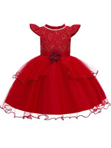 Jewel Neck Polyester Cotton Sleeveless Short Princess Beaded Kids Party Dresses-Ballbella