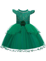 Jewel Neck Polyester Cotton Sleeveless Short Princess Beaded Kids Party Dresses-Ballbella