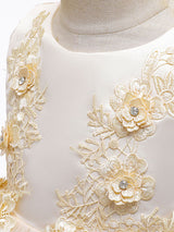 Jewel Neck Polyester Sleeveless Short Ball Gown Bows Kids Social Party Dresses-Ballbella