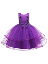 Jewel Neck Polyester Sleeveless Short Ball Gown Bows Kids Social Party Dresses-Ballbella