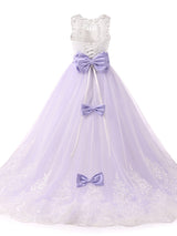 Jewel Neck Sleeveless Studded Formal flower girl dress-Ballbella