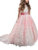 Jewel Neck Sleeveless Studded Formal flower girl dress-Ballbella