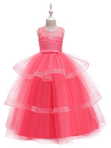 Jewel Neck Tulle Sleeveless Ankle Length Princess Kids Social Party Dresses-Ballbella