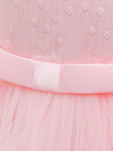 Jewel Neck Tulle Sleeveless Ankle Length Princess Kids Social Party Dresses-Ballbella