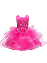 Jewel Neck Tulle Sleeveless Short Princess Beaded Kids Party Dresses-Ballbella