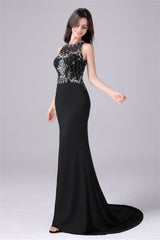 Jewel sleeveless floor length paillette high slit mermaid mother's dress-Ballbella