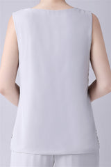 Jewel Strap Lace Sleeveless Casual mother's dress-Ballbella