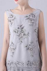 Jewel Strap Lace Sleeveless Casual mother's dress-Ballbella