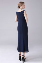 Jewel Strap Short sleeves Ankle-length Mermaid Vintage mother's dress-Ballbella