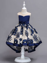 Lace High Low Kids Formal Asymmetrical Little Girls Social Party Dress-Ballbella